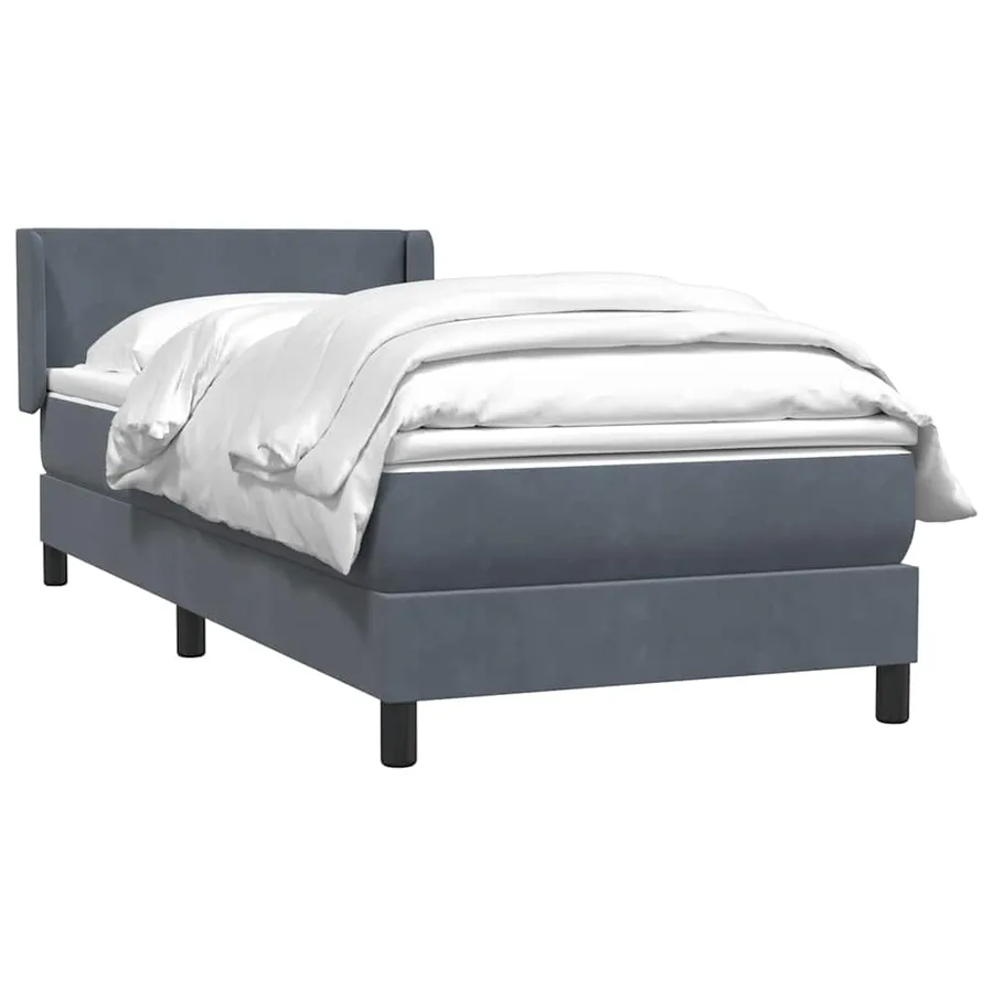 Sommier à lattes de lit et matelas gris foncé 90x210 cm velours - 3