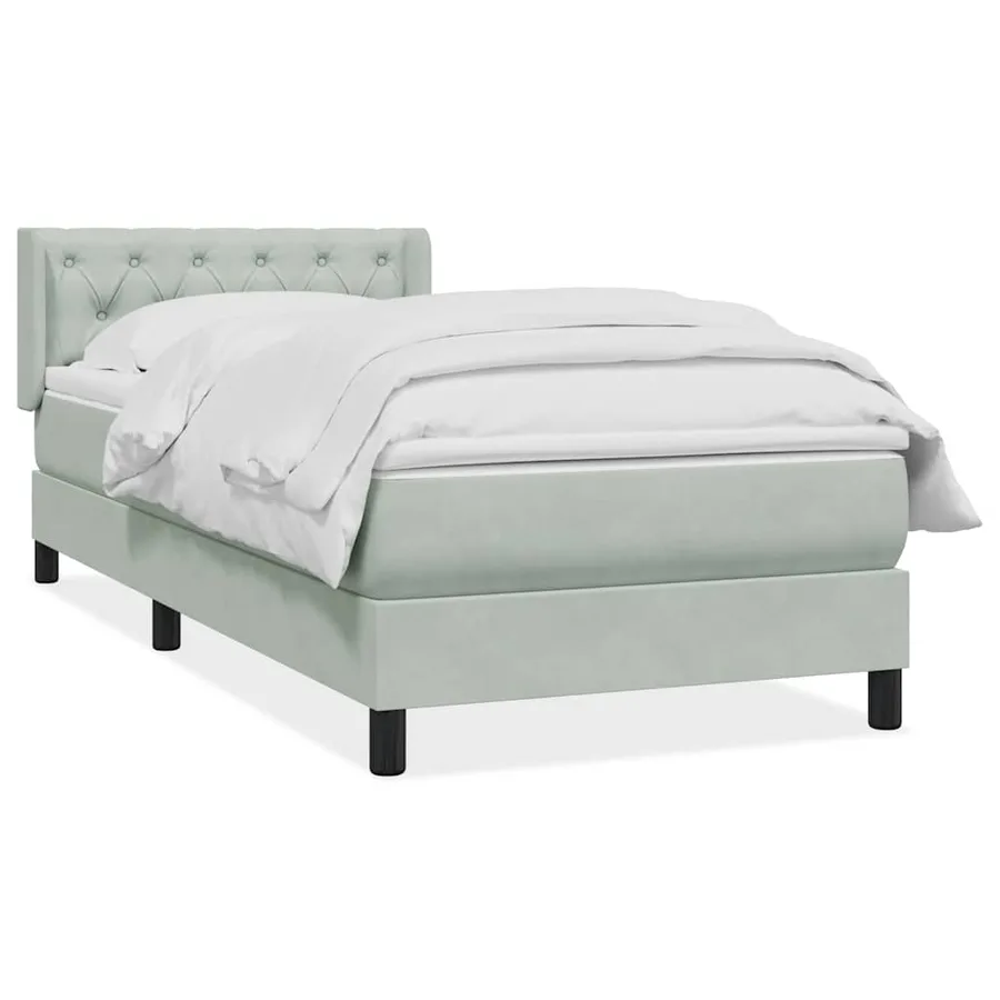 Sommier à lattes de lit et matelas gris clair 80x210 cm velours - 2