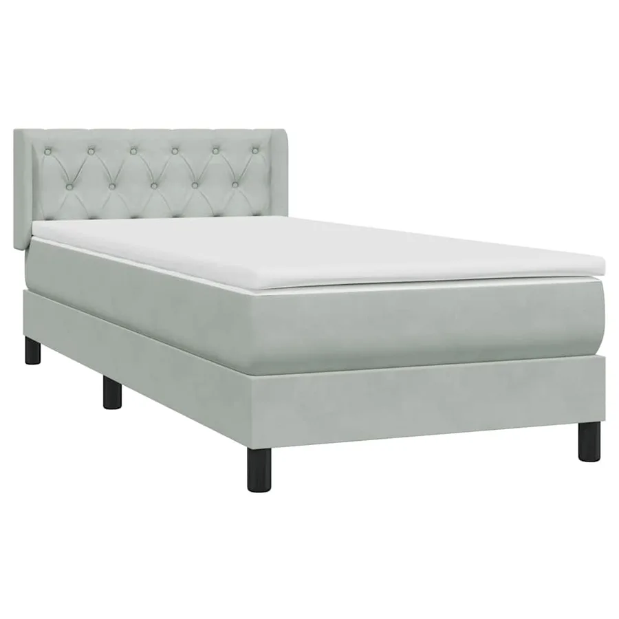 Sommier à lattes de lit et matelas gris clair 80x210 cm velours - 4