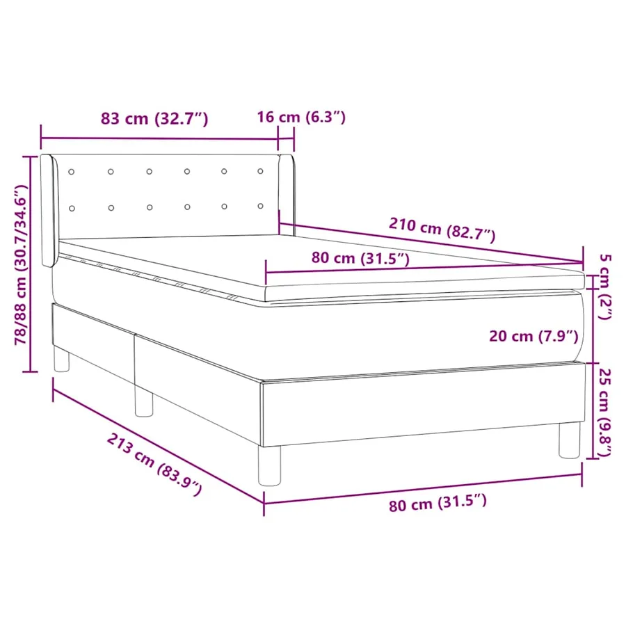 Sommier à lattes de lit et matelas gris clair 80x210 cm velours - 12