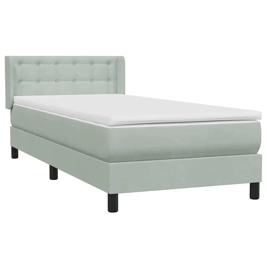 Sommier à lattes de lit et matelas gris clair 80x210 cm velours - 4