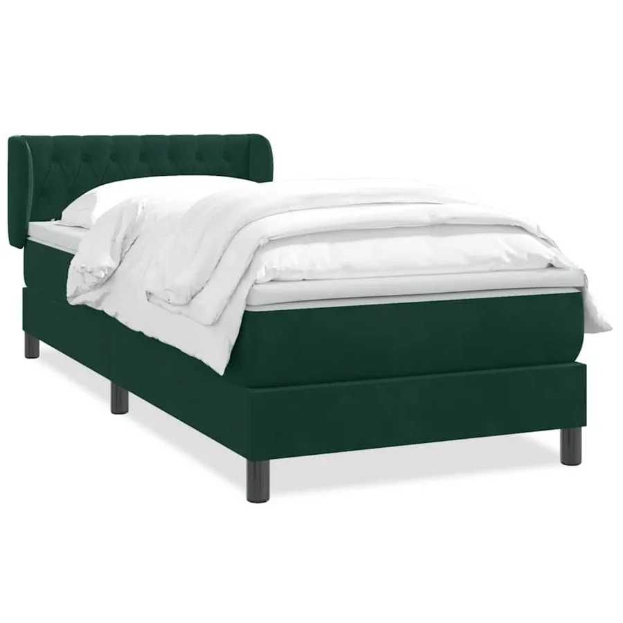 Sommier à lattes de lit et matelas vert foncé 80x220 cm velours - 2