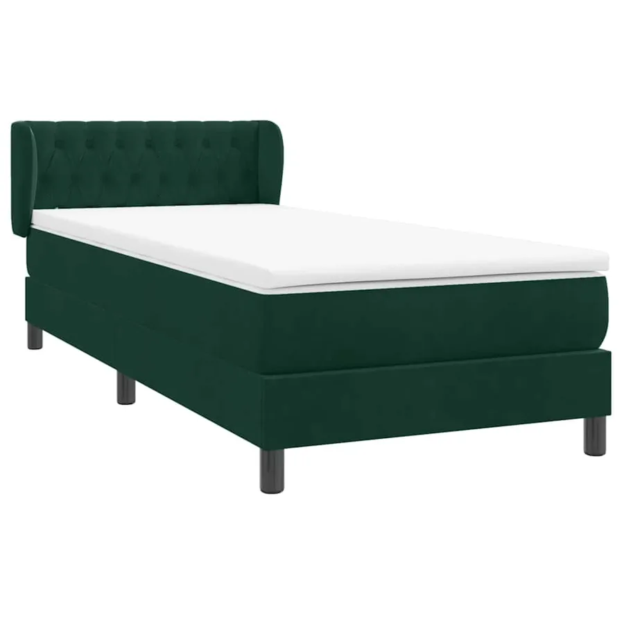 Sommier à lattes de lit et matelas vert foncé 80x220 cm velours - 4