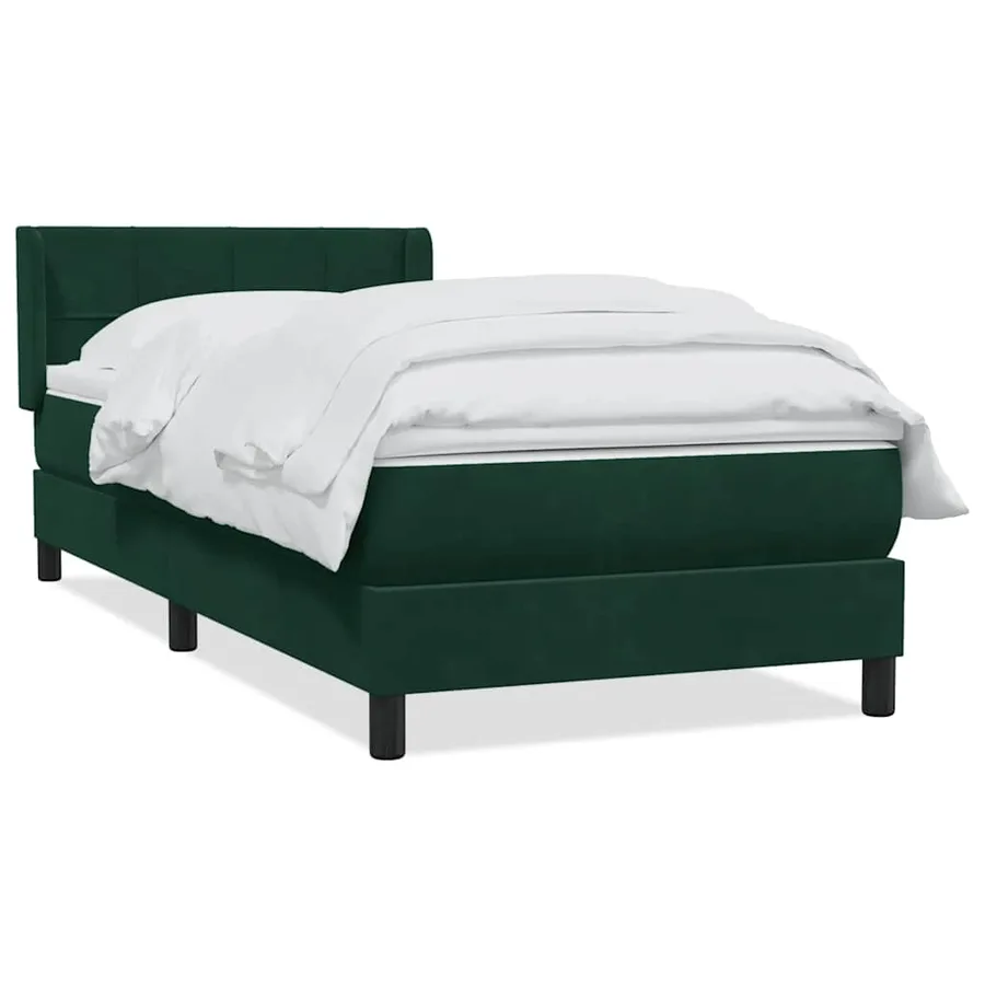 Sommier à lattes de lit et matelas vert foncé 80x220 cm velours - 2