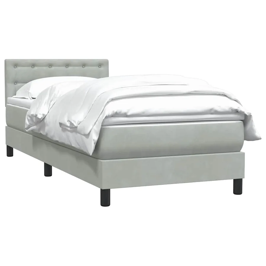 Sommier à lattes de lit et matelas gris clair 80x210 cm velours - 3