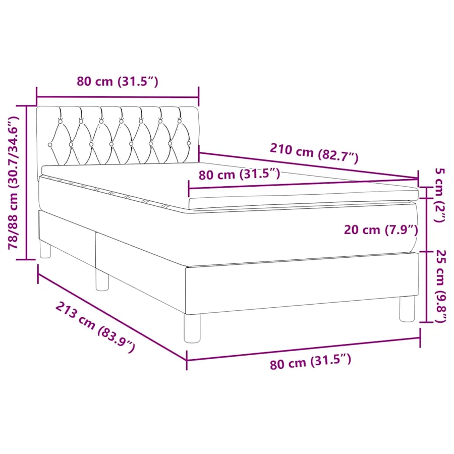 Sommier à lattes de lit et matelas gris clair 80x210 cm velours - 12