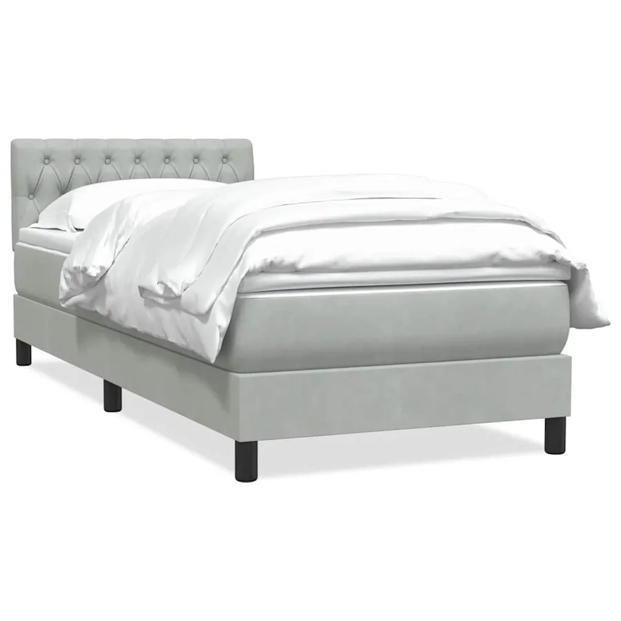 Sommier à lattes de lit et matelas gris clair 80x210 cm velours - 2