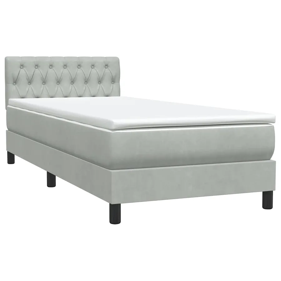 Sommier à lattes de lit et matelas gris clair 80x210 cm velours - 4