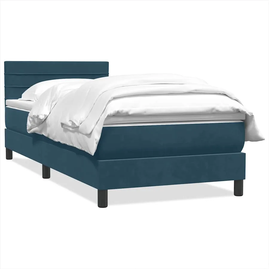 Sommier à lattes de lit et matelas bleu foncé 80x210 cm velours - 2