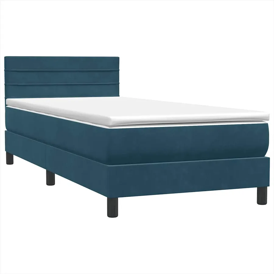 Sommier à lattes de lit et matelas bleu foncé 80x210 cm velours - 4