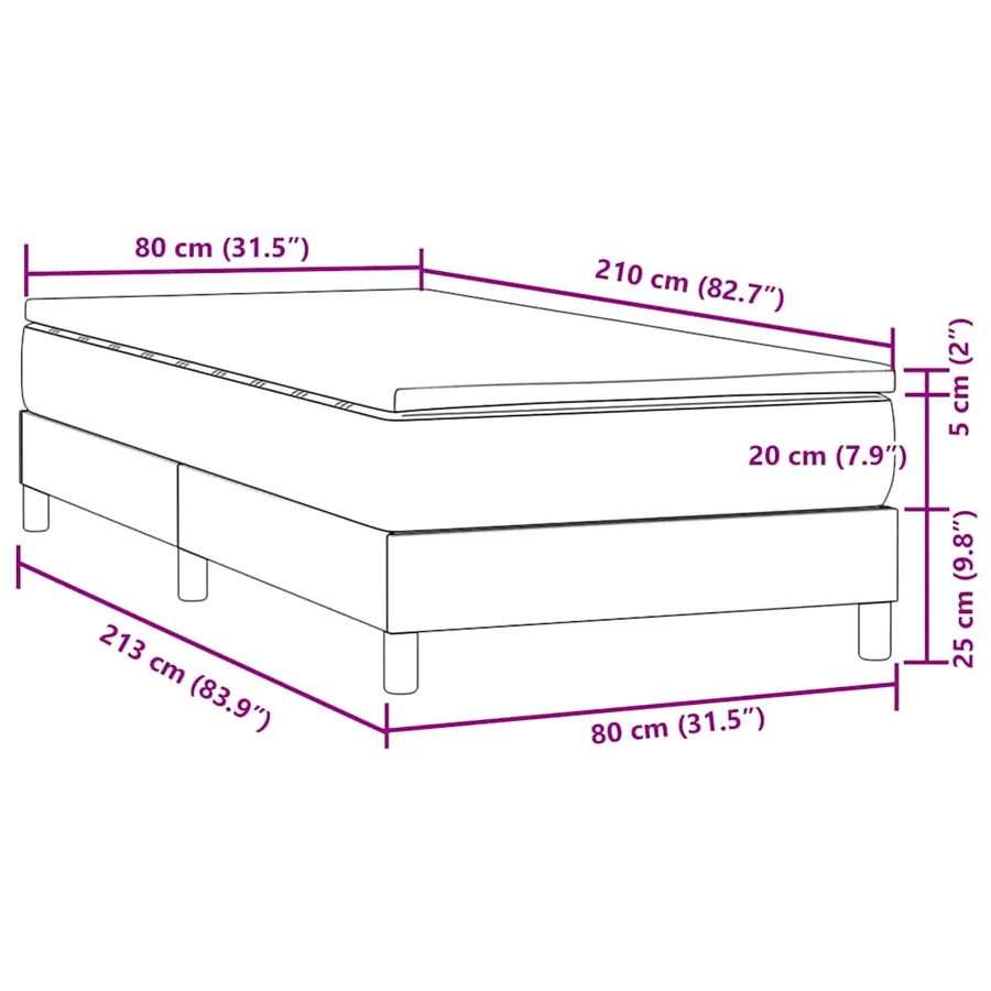 Sommier à lattes de lit avec matelas rose 80x210 cm velours - 11