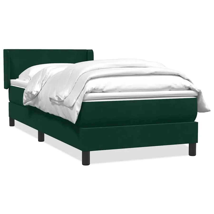 Sommier à lattes de lit et matelas vert foncé 80x220 cm velours - 2