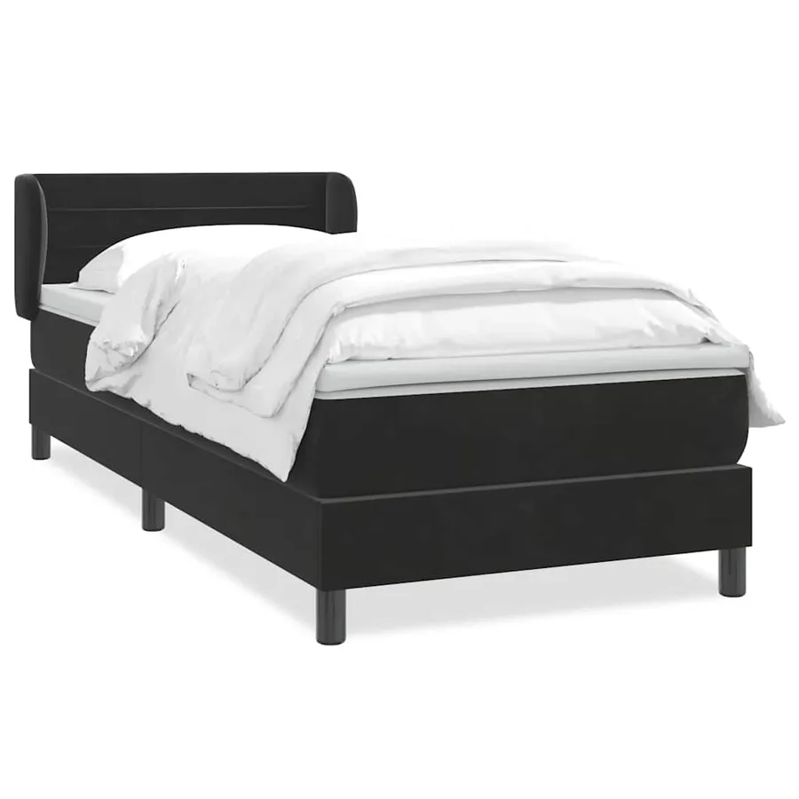 Sommier à lattes de lit avec matelas noir 80x210 cm velours - 2