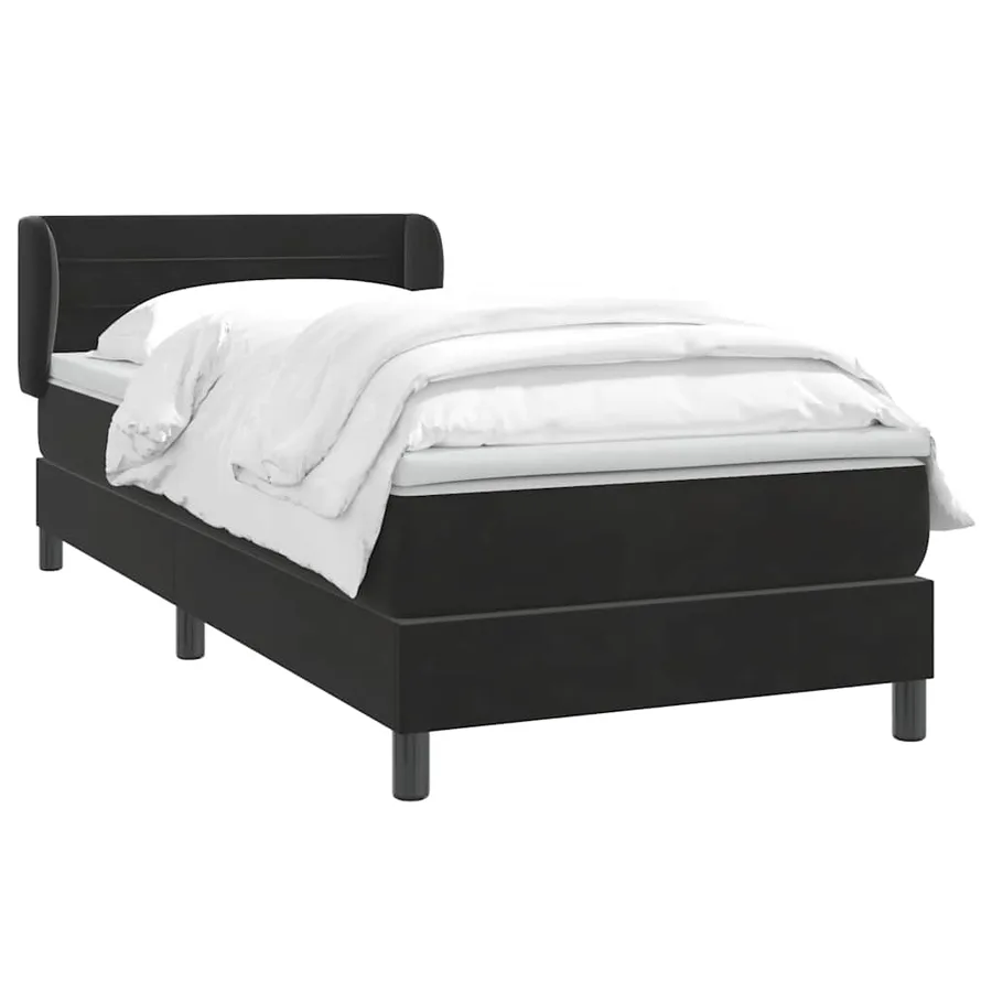 Sommier à lattes de lit avec matelas noir 80x210 cm velours - 3