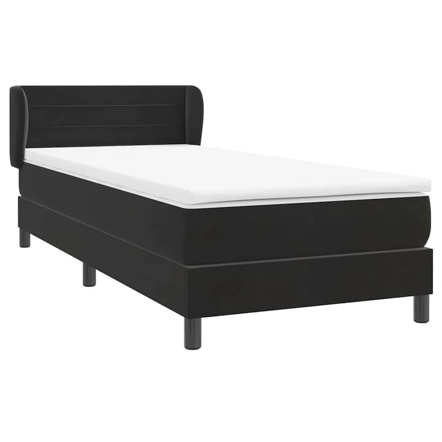 Sommier à lattes de lit avec matelas noir 80x210 cm velours - 4