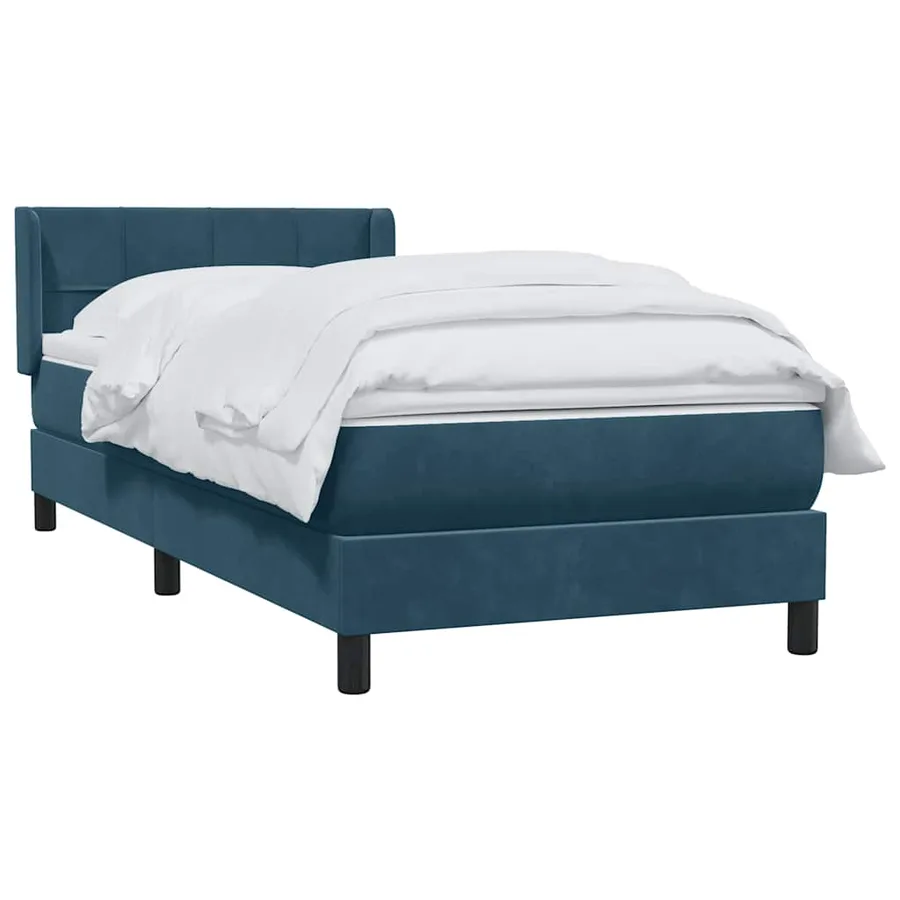 Sommier à lattes de lit et matelas bleu foncé 80x210 cm velours - 3