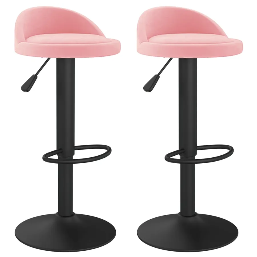 Tabourets de bar lot de 2 rose velours - 2