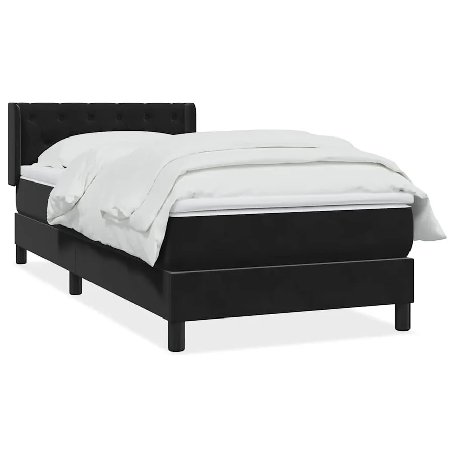 Sommier à lattes de lit avec matelas noir 80x210 cm velours - 2