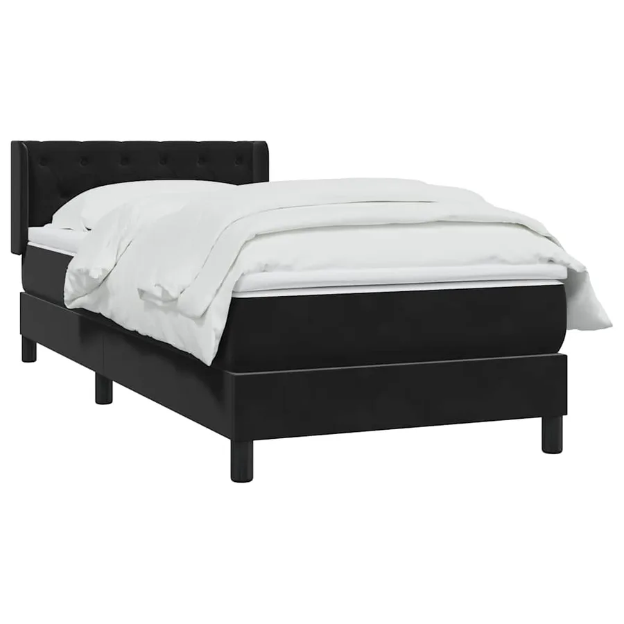 Sommier à lattes de lit avec matelas noir 80x210 cm velours - 3