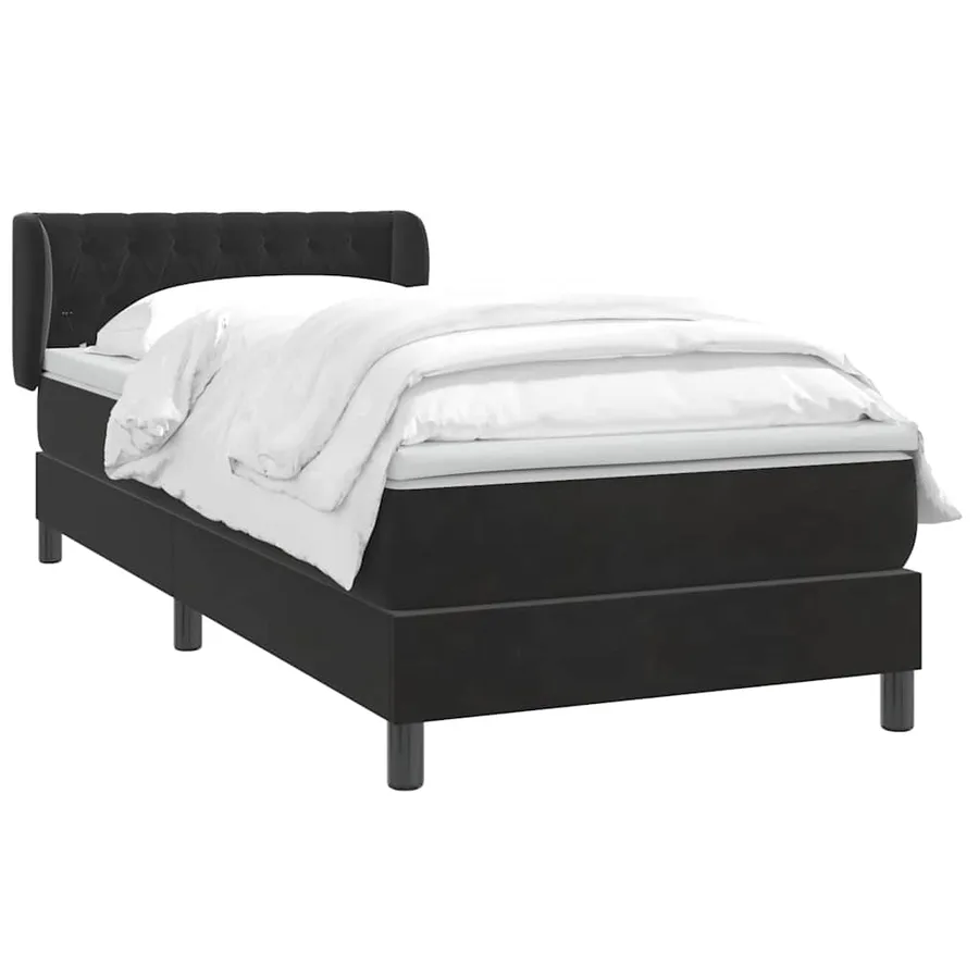 Sommier à lattes de lit avec matelas noir 80x210 cm velours - 3