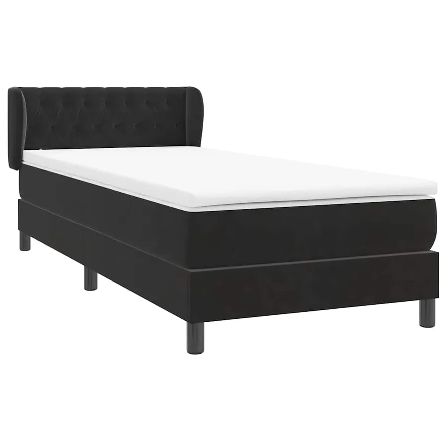 Sommier à lattes de lit avec matelas noir 80x210 cm velours - 4