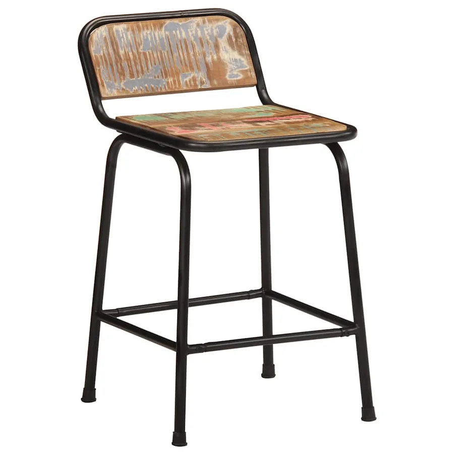 Tabourets de bar lot de 4 46x35,5x70cm bois massif récupération - 11