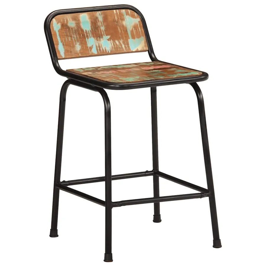 Tabourets de bar lot de 4 46x35,5x70cm bois massif récupération - 9