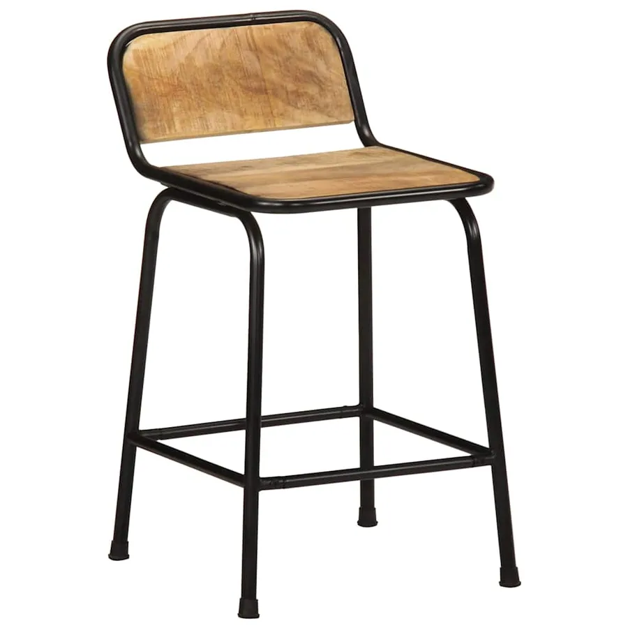 Tabourets de bar lot de 4 bois massif manguier brut - 11