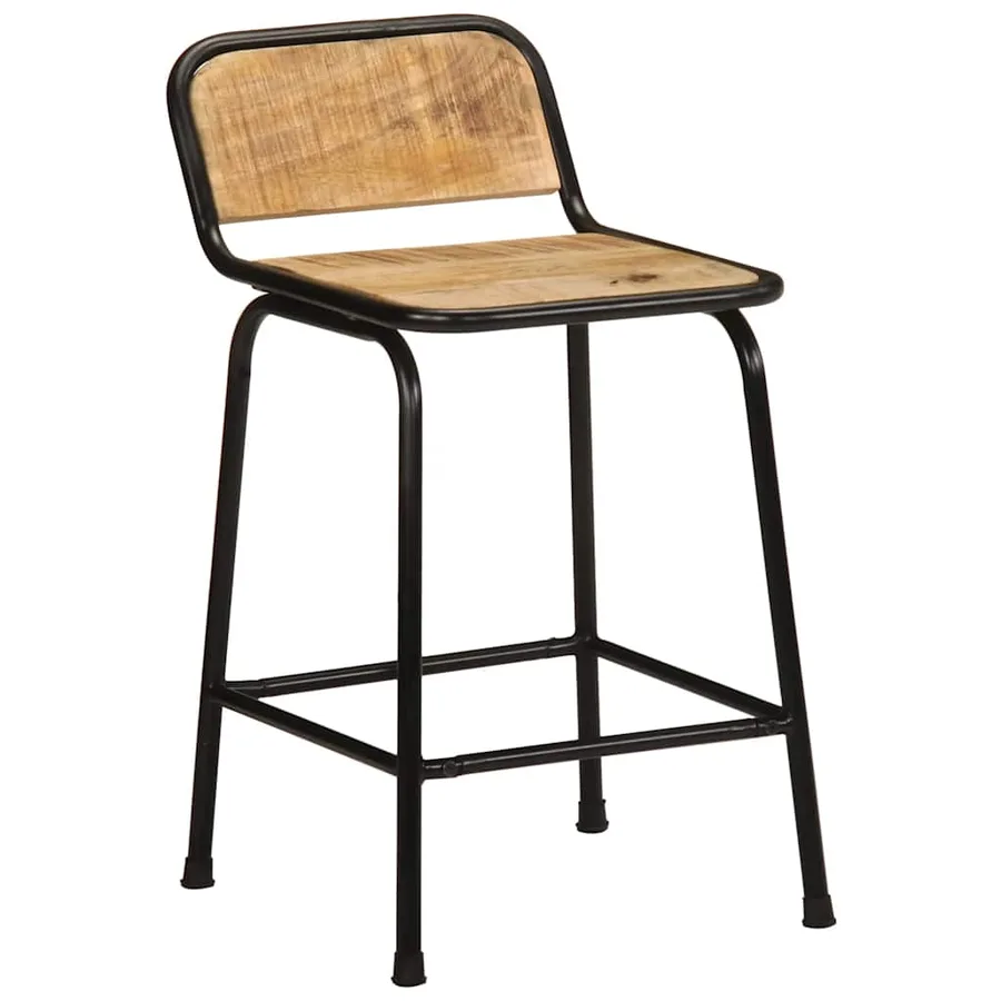 Tabourets de bar lot de 4 bois massif manguier brut - 12