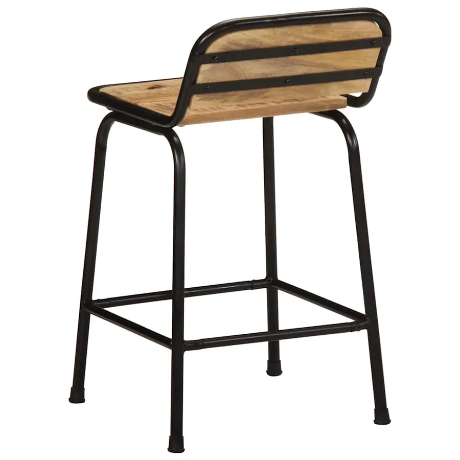 Tabourets de bar lot de 4 bois massif manguier brut - 4