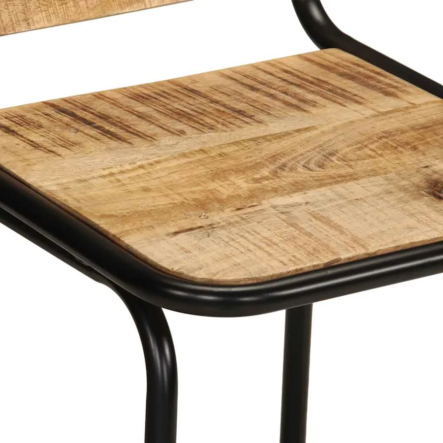 Tabourets de bar lot de 4 bois massif manguier brut - 6