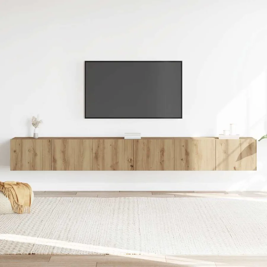 Ensemble de meuble TV mural 3 pcs chêne artisanal - 3