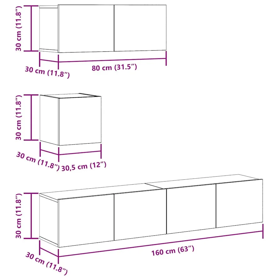 Ensemble de meuble TV mural 4 pcs chêne artisanal - 9