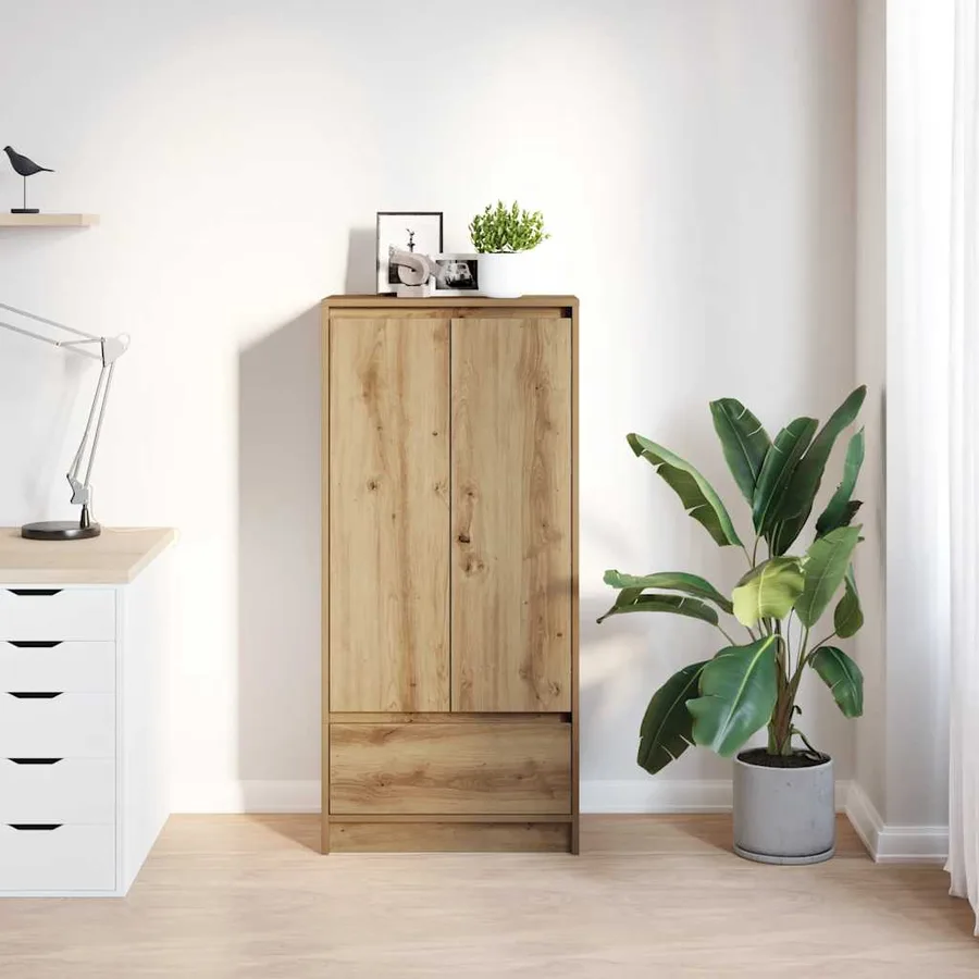 Armoire avec tiroir chêne artisanal 55,5x34x119,5 cm - 3