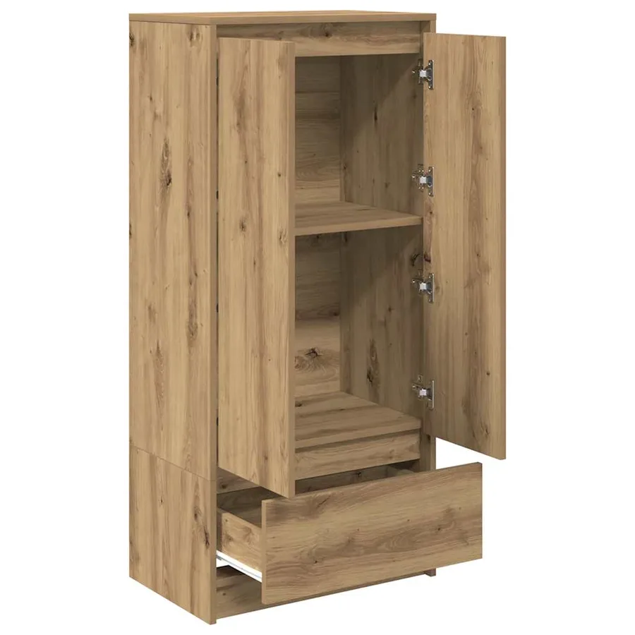 Armoire avec tiroir chêne artisanal 55,5x34x119,5 cm - 5