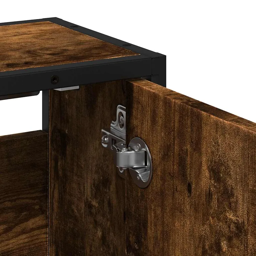 Armoire à miroir de salle de bain chêne fumé bois d’ingénierie - 9
