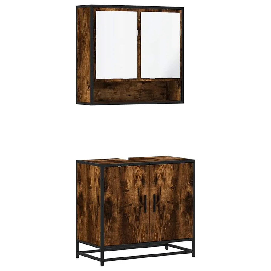 Ensemble de meubles de salle de bain 2 pcs Chêne fumé - 2