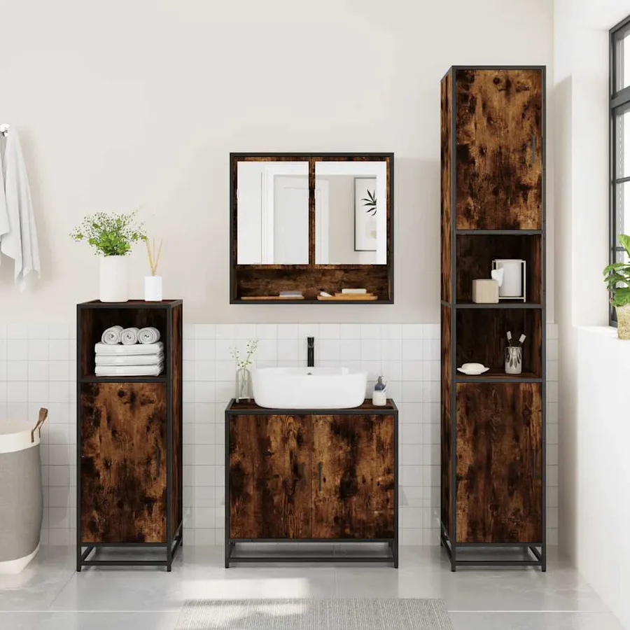 Ensemble de meubles de salle de bain 2 pcs Chêne fumé - 4