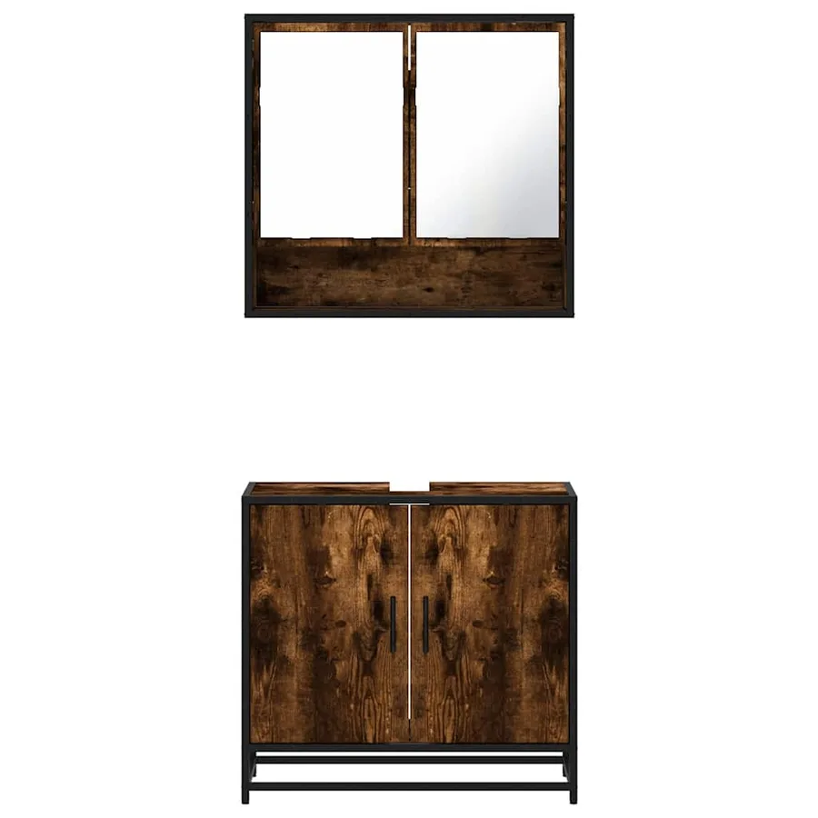 Ensemble de meubles de salle de bain 2 pcs Chêne fumé - 5