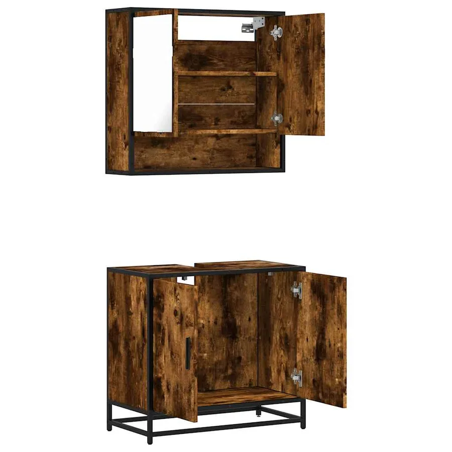 Ensemble de meubles de salle de bain 2 pcs Chêne fumé - 8