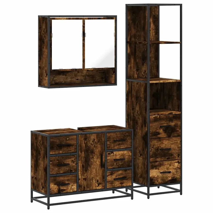 Ensemble de meubles de salle de bain 3 pcs Chêne fumé - 2