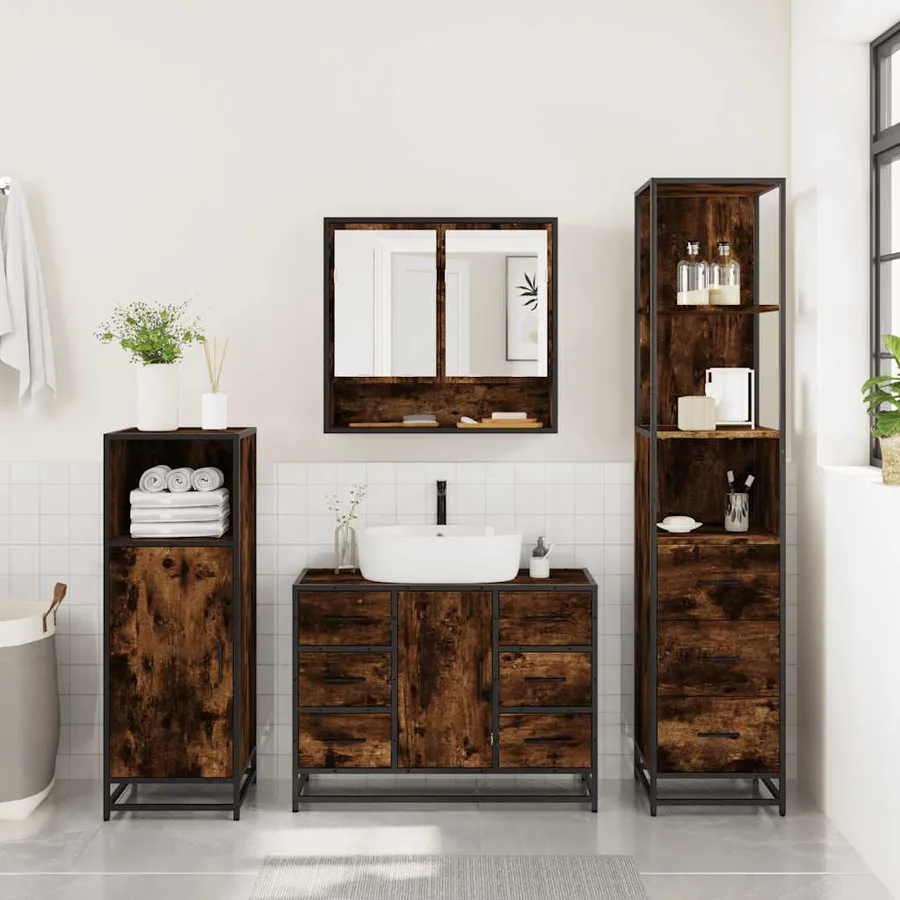 Ensemble de meubles de salle de bain 3 pcs Chêne fumé - 4
