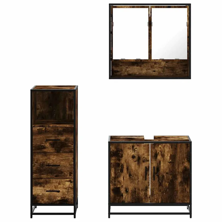 Ensemble de meubles de salle de bain 3 pcs Chêne fumé - 5