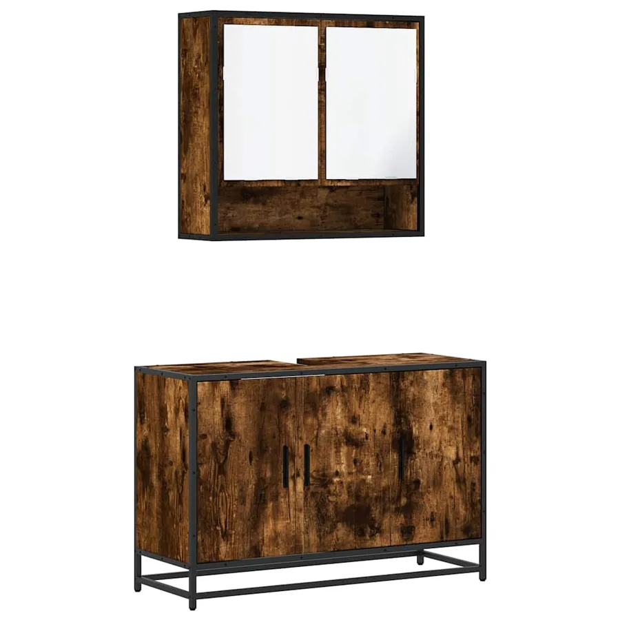 Ensemble de meubles de salle de bain 2 pcs Chêne fumé - 2
