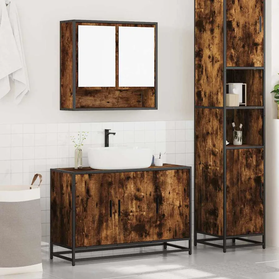 Ensemble de meubles de salle de bain 2 pcs Chêne fumé - 3