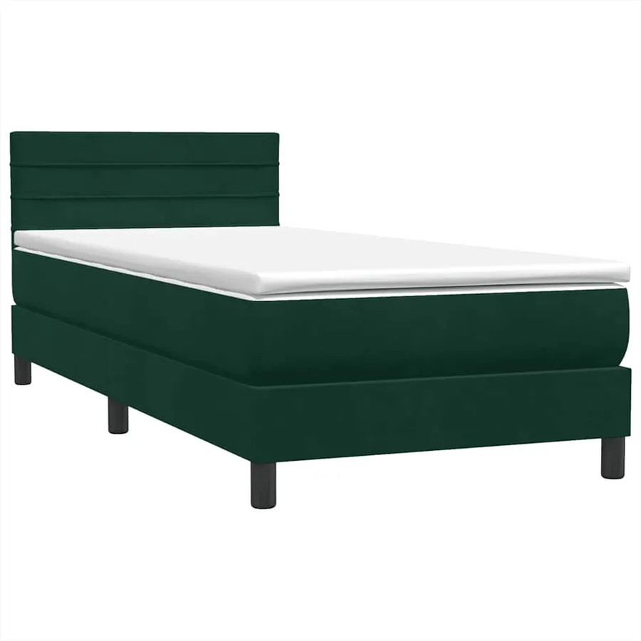 Sommier à lattes de lit et matelas et LED vert foncé 90x210 cm velours - 5