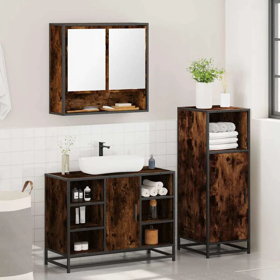 Ensemble de meubles de salle de bain 3 pcs Chêne fumé - 4
