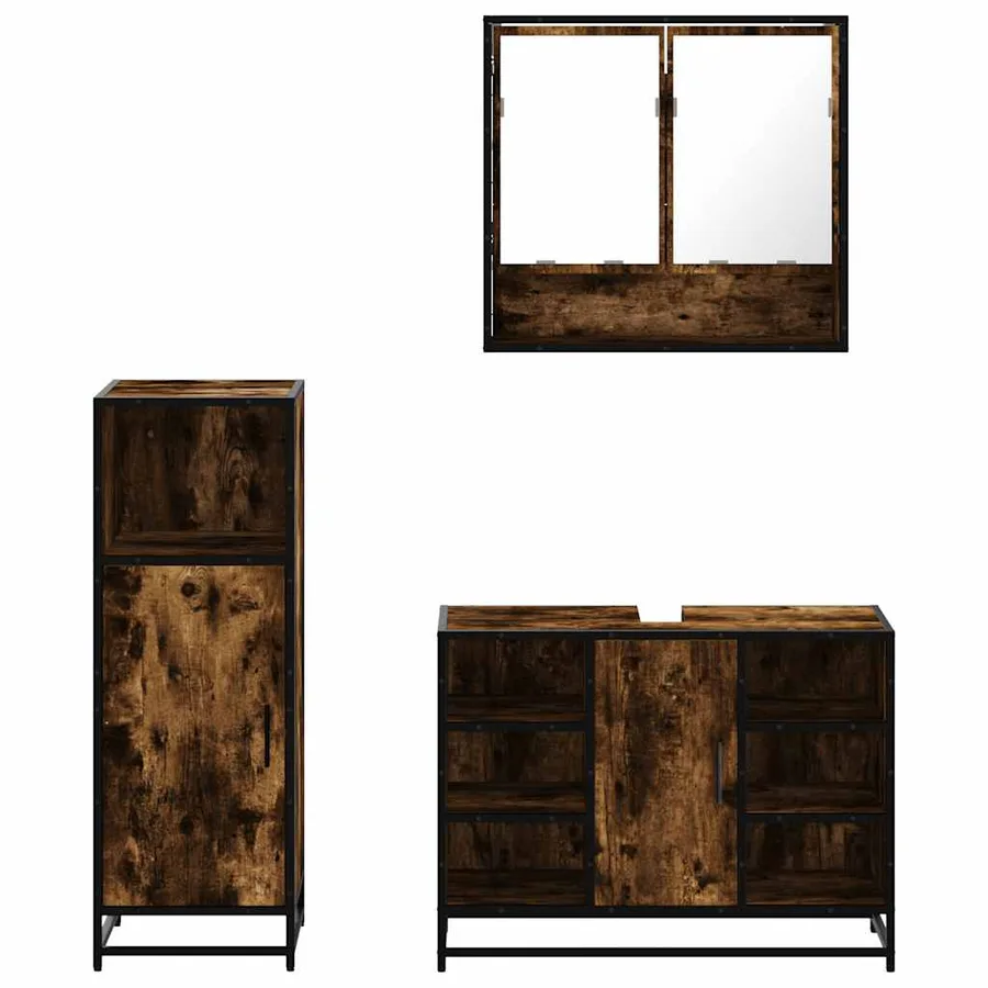 Ensemble de meubles de salle de bain 3 pcs Chêne fumé - 5