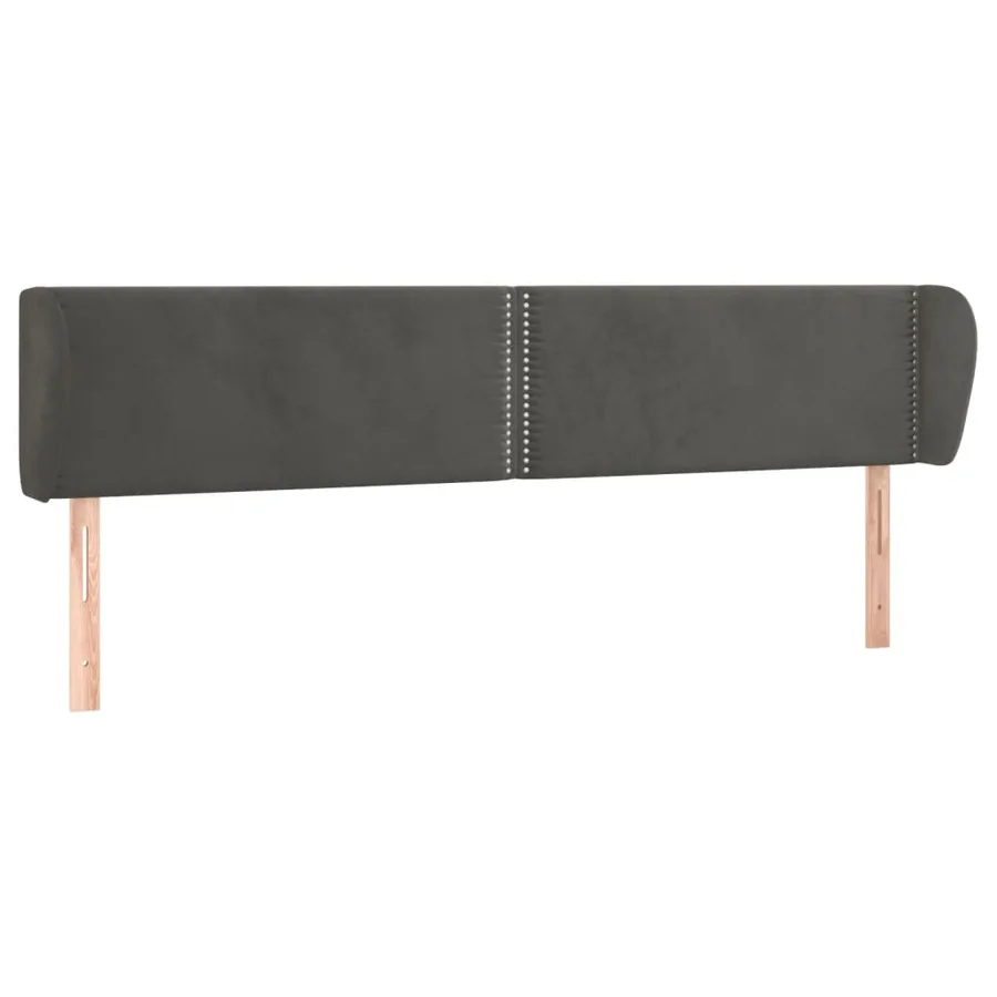 Tête de lit avec oreilles Gris foncé 183x23x78/88 cm Velours - 2