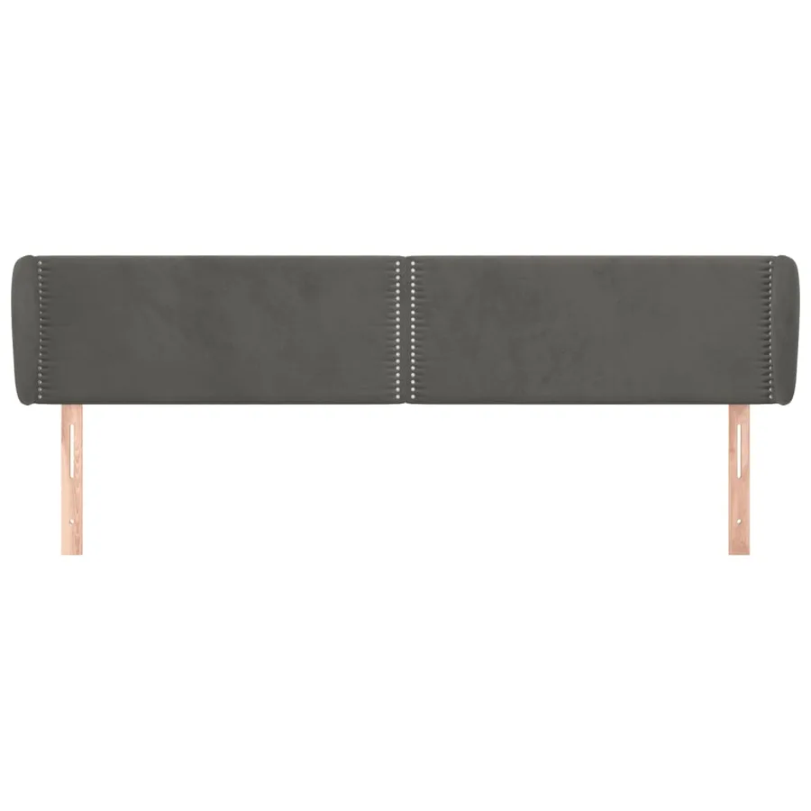 Tête de lit avec oreilles Gris foncé 183x23x78/88 cm Velours - 3